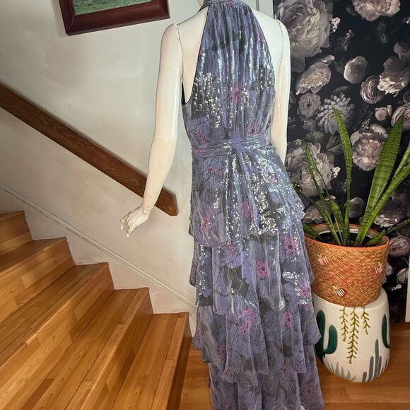 Anthropologie Purple Tiered Ruffled Halter Sundress/ size M - Picture 6 of 10